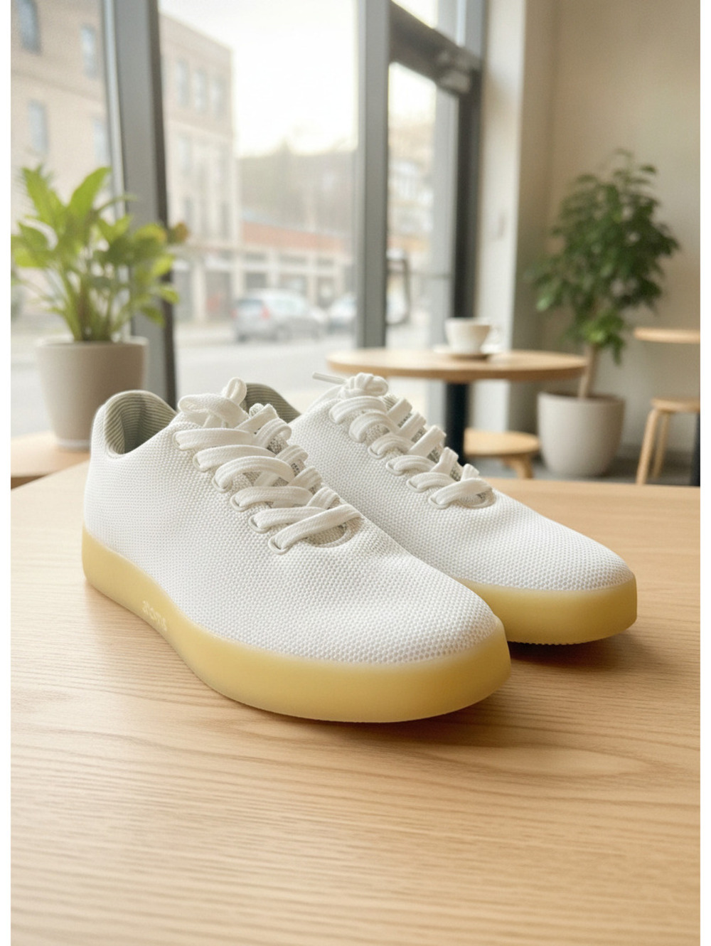 Atoms Model 001 White Yellow Knit Sneakers Size US Women's 5.5 Men's 4 Unisex